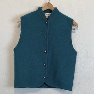 Vintage Norm Thompson  Wool Button Vest Teal Sz Large